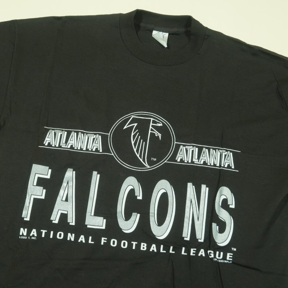 Vintage Atlanta Falcons T Shirt Mens XL Black Single Stitch 1990 New Logo 7